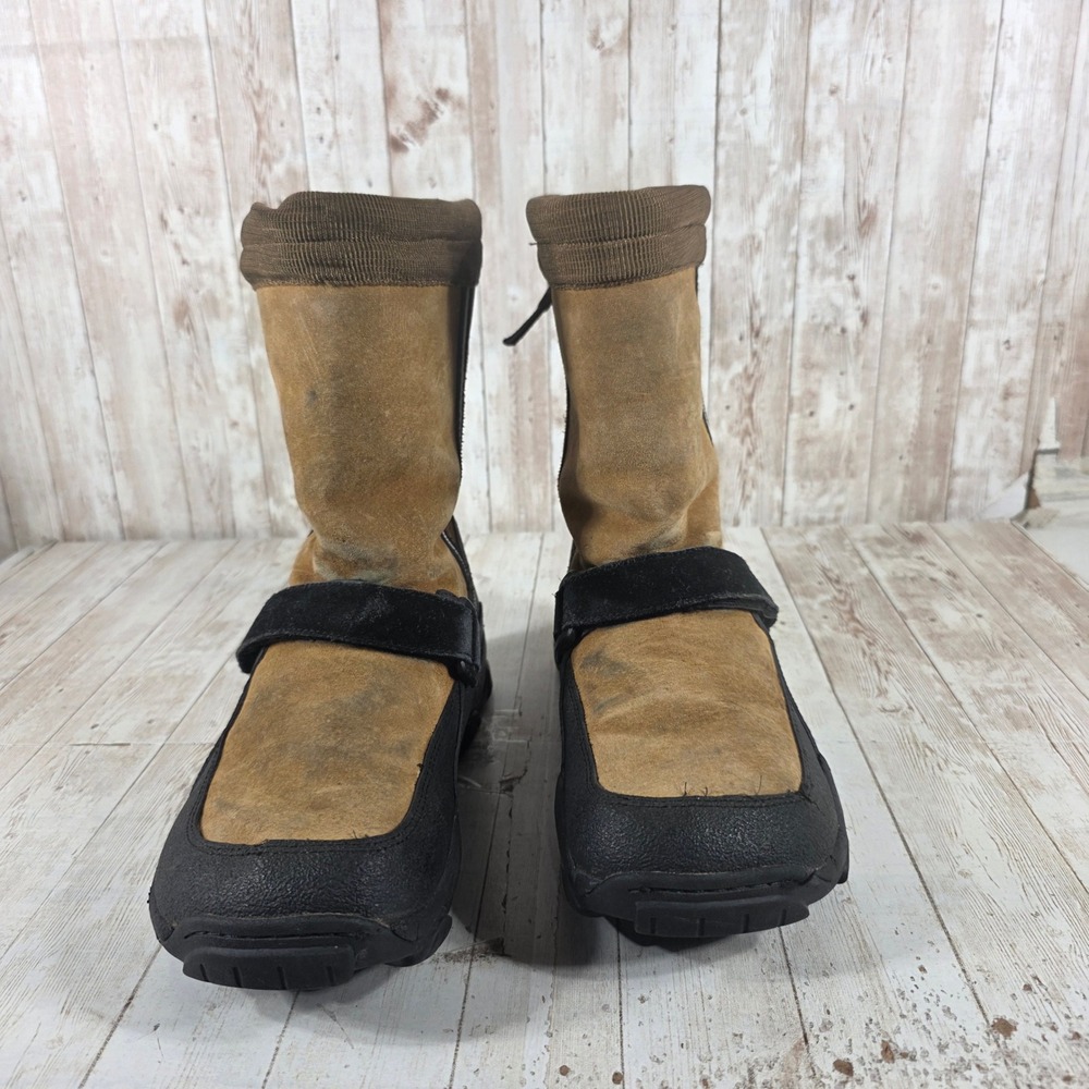 Cabelas Mens Winter Snow Boots Tan Suede Shearling Lined 8M Waterproof Shell - Picture 4 of 6